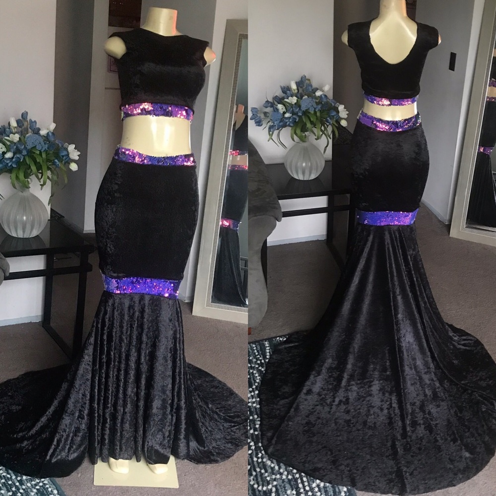 Crushed velvet/Sequin 2pc prom dress only 1 made!!